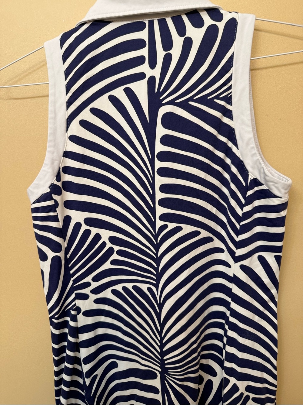 Sleeveless Navy and White Collared Midi Dress - Picture 8 of 8